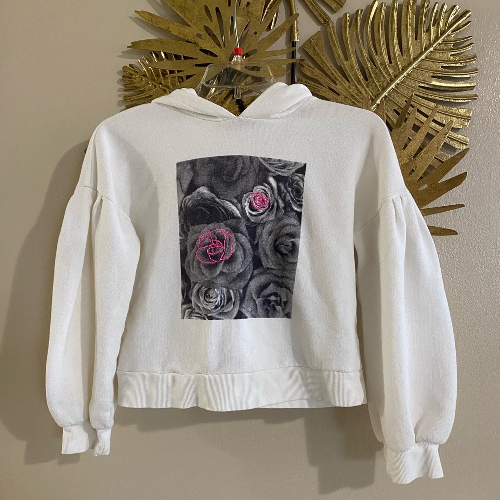 Nordstrom White Sweater with Floral Design